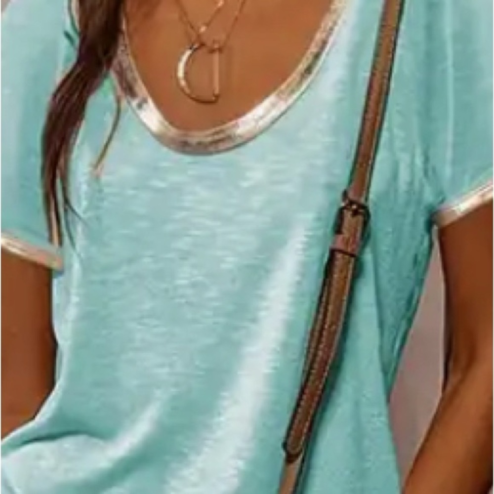 Women's Aqua Top with Gold Accents